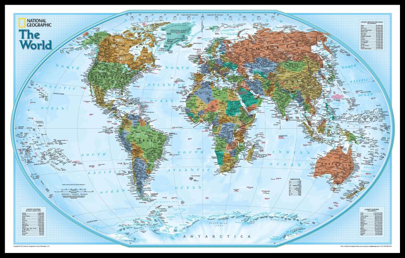 National Geographic World Explorer Map (Pinboard & framed - Black)