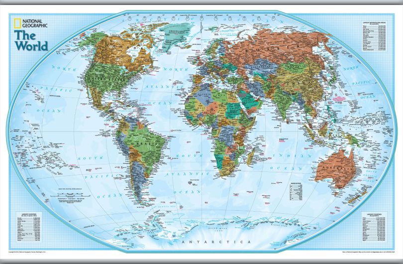 National Geographic World Explorer Map (Rolled Canvas with Hanging Bars)
