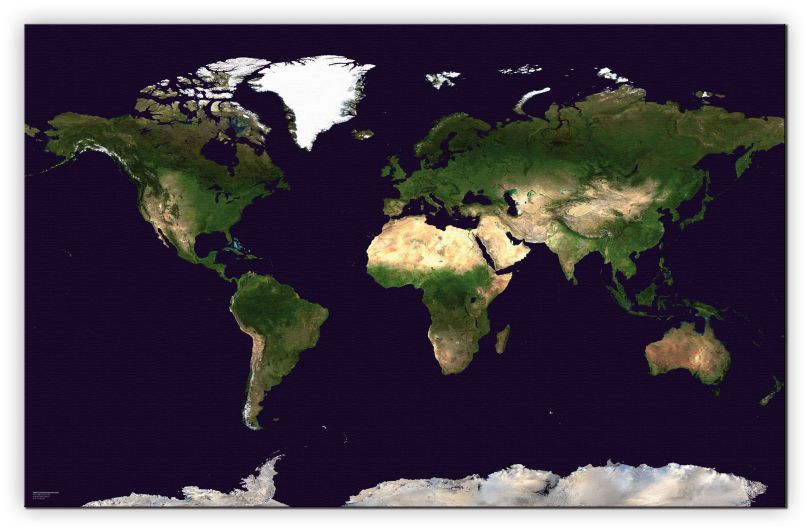 Medium Satellite Map of the World (Canvas)