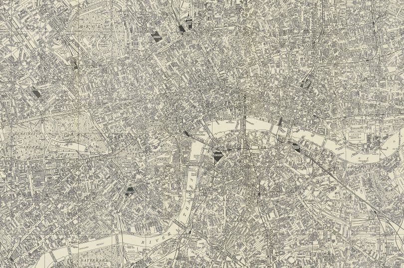 Large A-Z Historical Canvas Map Central London (Rolled Canvas - No Frame)