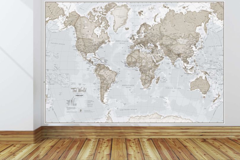 Giant World Map Mural - Neutral (Mural)