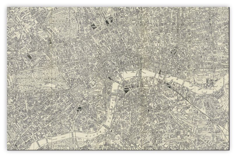 Medium A-Z Historical Canvas Map Central London (Canvas)