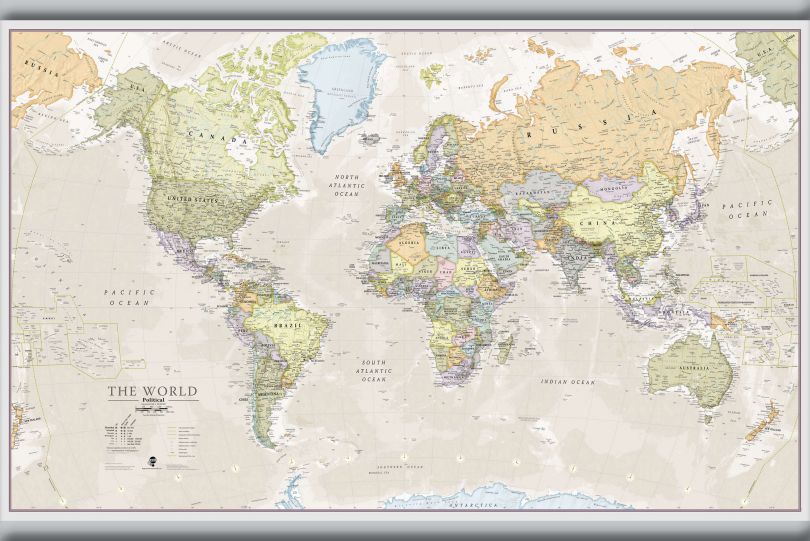 Medium Classic World Map (Hanging bars)