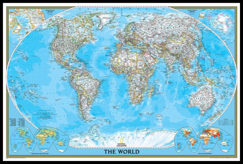National Geographic World Classic Map (Pinboard & framed - Black)