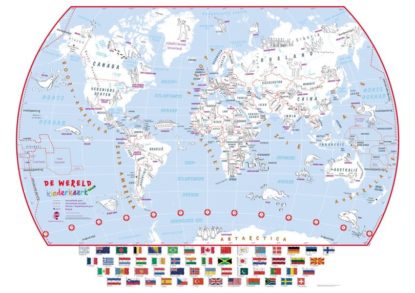 Doodle World Map With Crayons - Dutch Language (Paper)