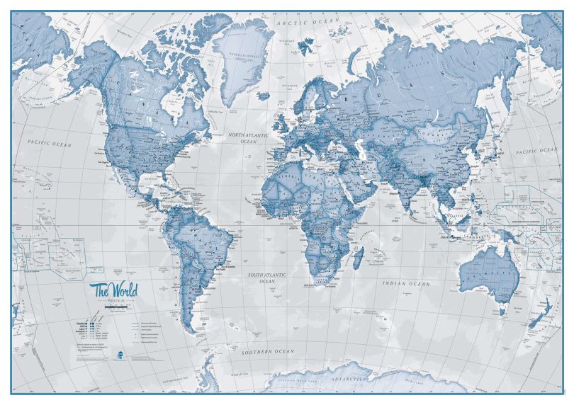 The World Is Art - Wall Map Blue