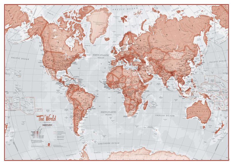The World Is Art - Wall Map Red