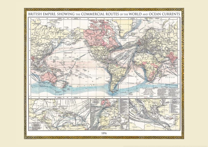 Vintage British Empire World Map 1896