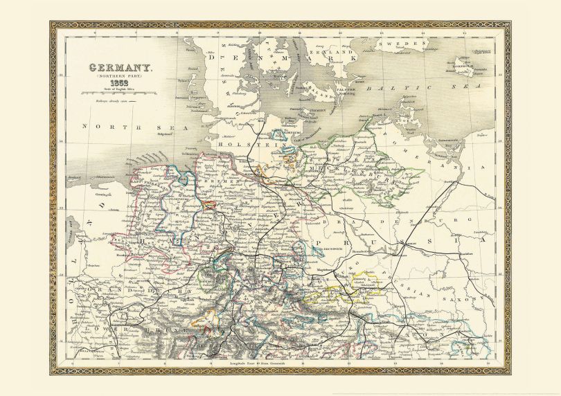 Vintage Map of Northern Germany