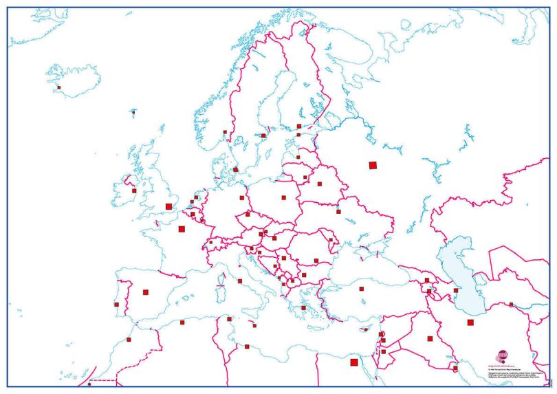Deskmap - Europe Outline A3, pack of ten (Deskmap)