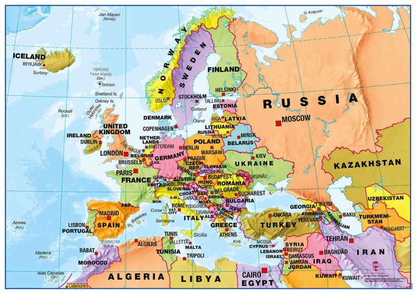 Deskmap - Europe political A3, pack of ten (Deskmap)