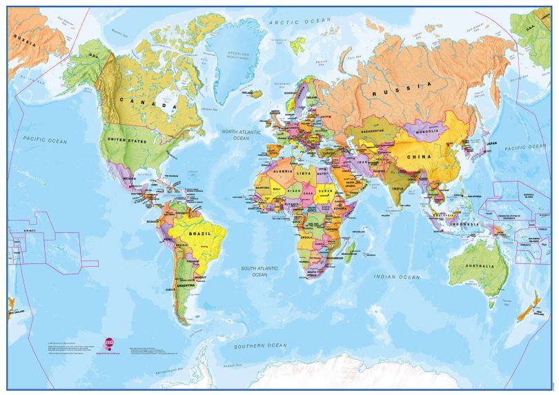 Deskmap - World political A3, pack of ten (Deskmap)