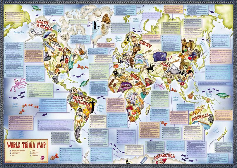 Illustrated Trivia World Map (Silk Art Paper)