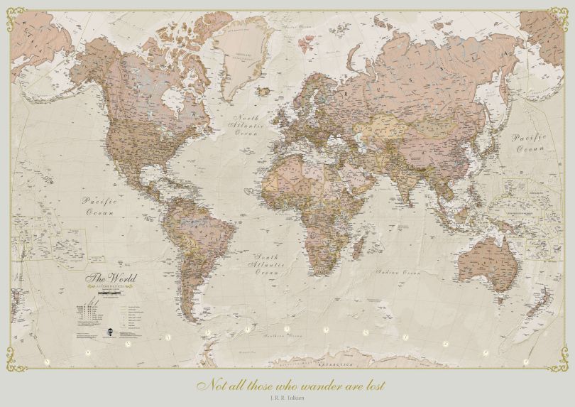 Medium Personalised Antique World Map (Laminated)