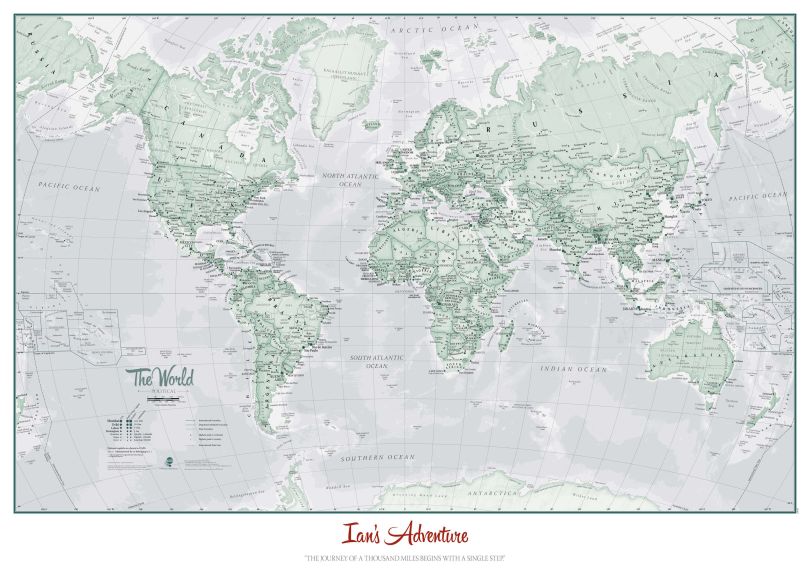 Personalised World Is Art - Wall Map Rustic