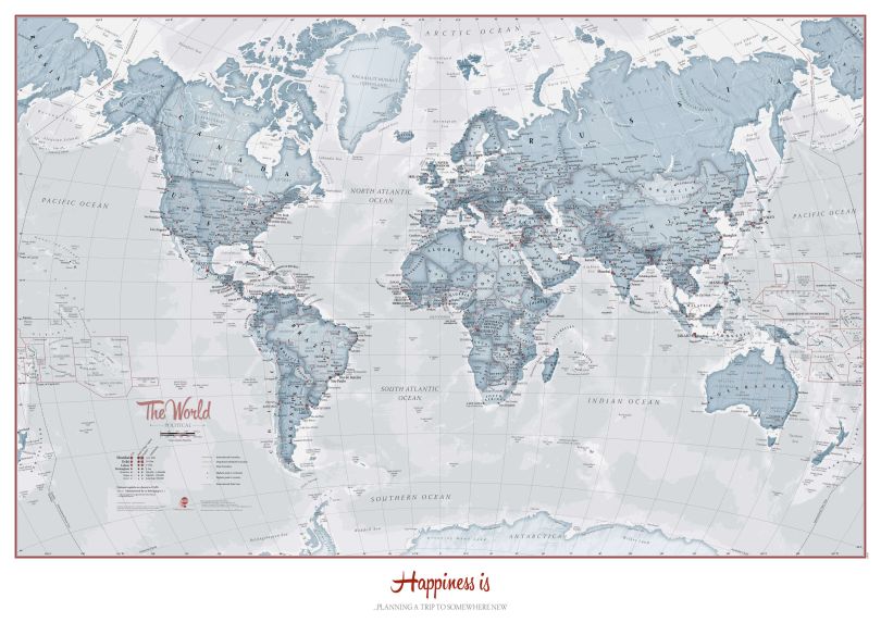 Personalised World Is Art - Wall Map Teal