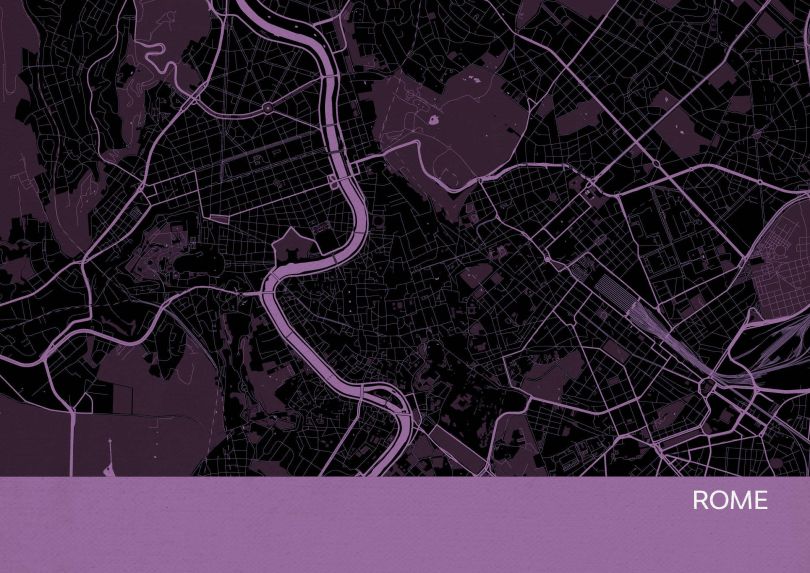 Rome City Street Map Print Mauve
