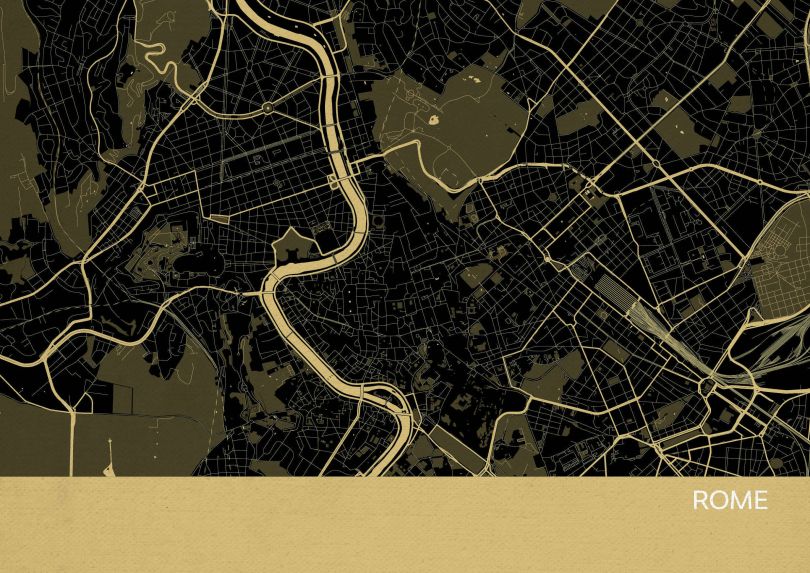 Rome City Street Map Print Straw