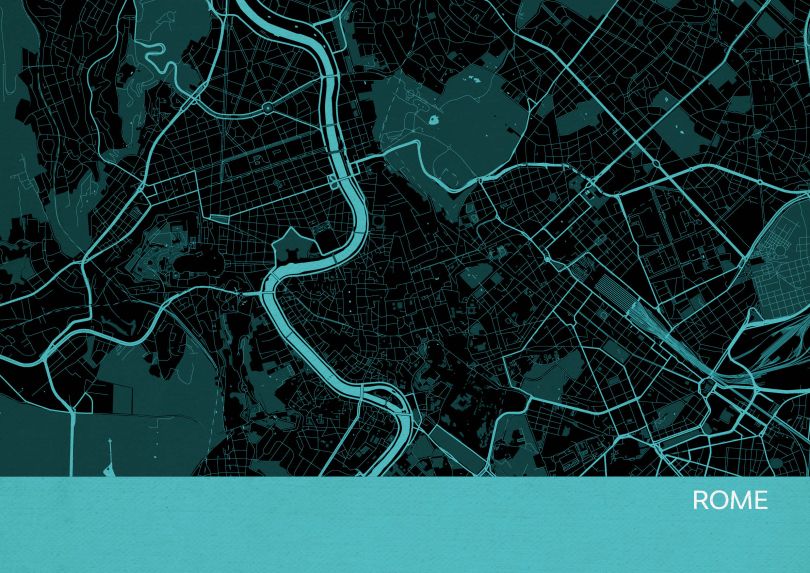 Rome City Street Map Print Turquoise
