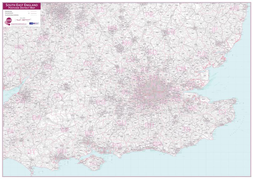 South East England Postcode District Map