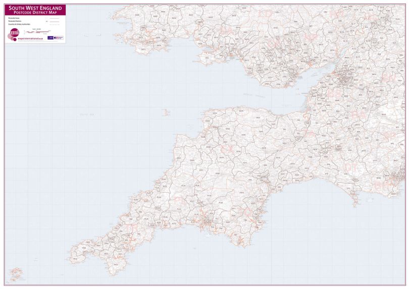 South West England Postcode District Map