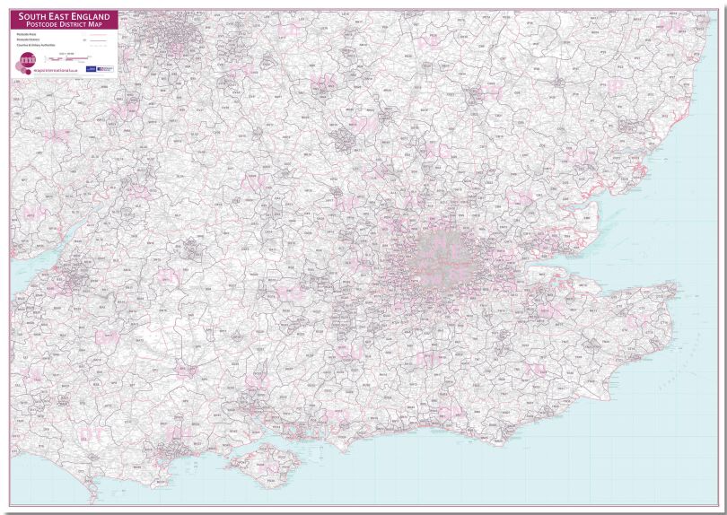 South East England Postcode District Map (Pinboard)