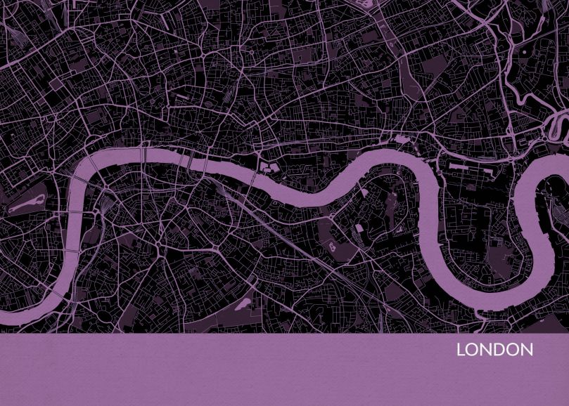 London City Street Map Print Mauve
