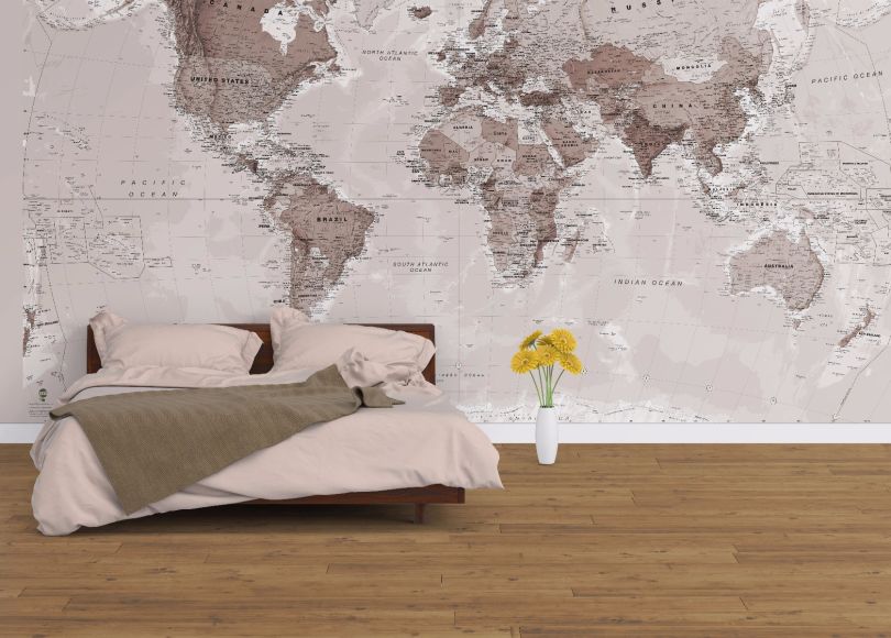 Neutral World Map Wallpaper