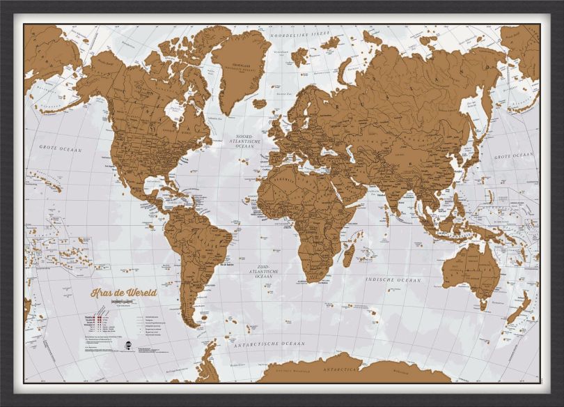 Scratch the World�� - Dutch Language (Pinboard & wood frame - Black)