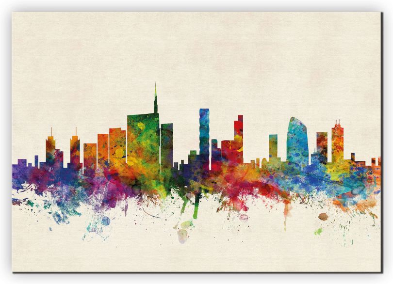 Large Milan Watercolour Skyline (Canvas)