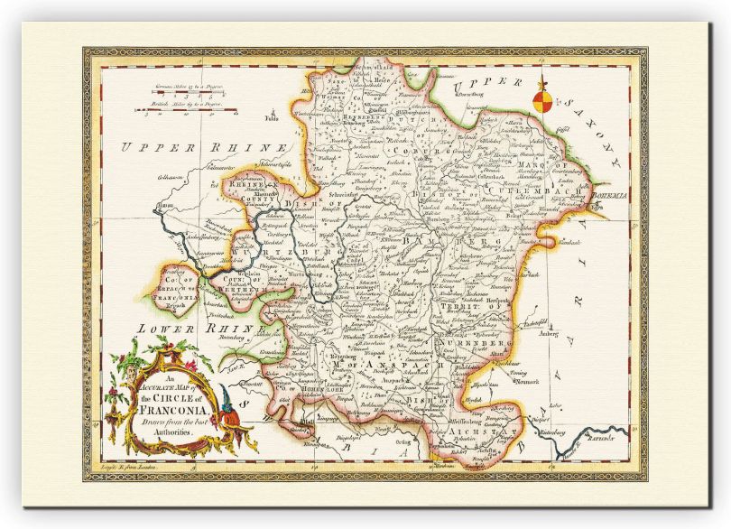 Medium Vintage Map of Franconia (Canvas)