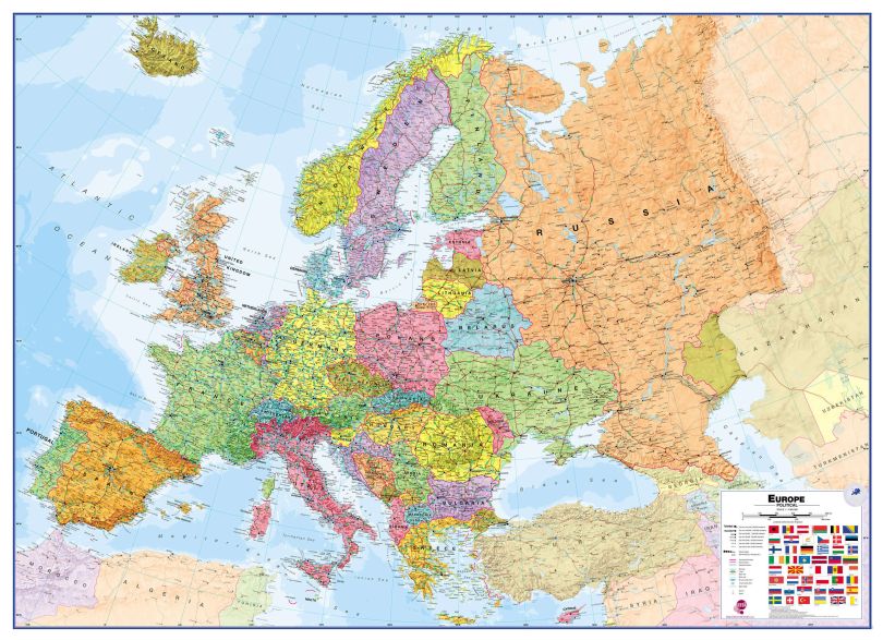 Huge Europe Wall Map Political (Laminated)