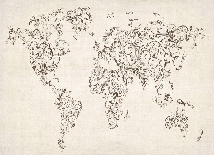 Floral Swirls Map of the World