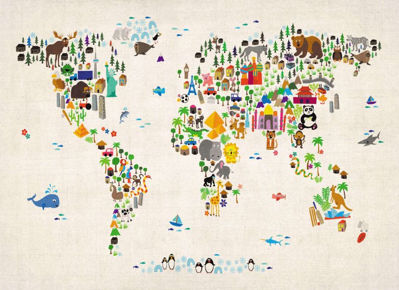 Kids Animal Map of the World