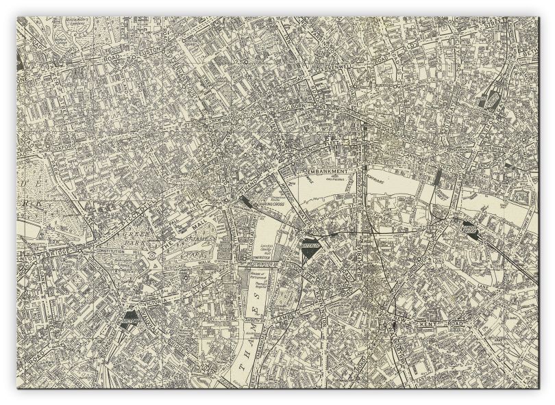 Small A-Z Historical Canvas Map Central London (Canvas)