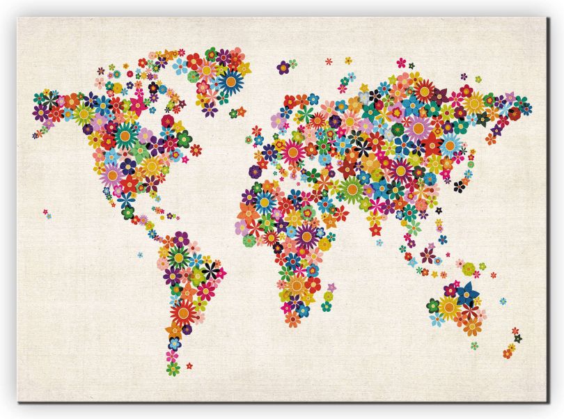 Extra Small Flower Map of the World (Canvas)