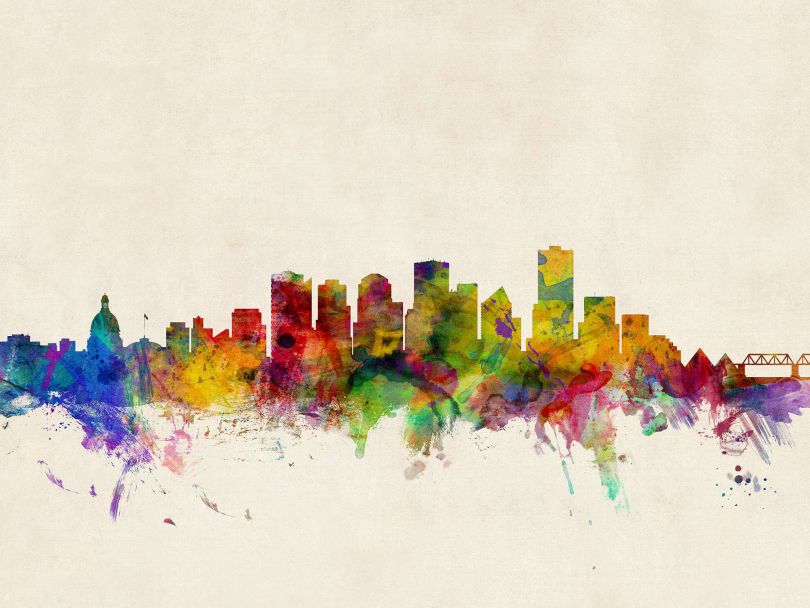 Edmonton Canada Watercolour Skyline