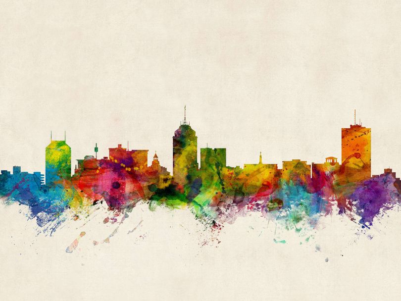 Fresno California Watercolour Skyline