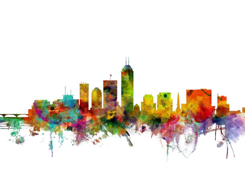 Indianapolis Indiana Watercolour Skyline