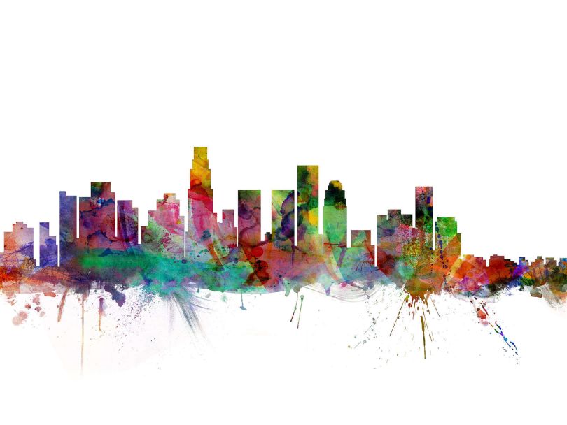 Los Angeles City Watercolour Skyline
