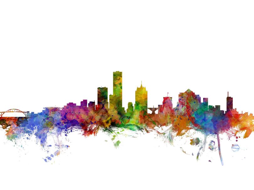 Milwaukee Wisconsin Watercolour Skyline
