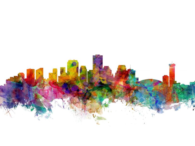 New Orleans Louisiana Watercolour Skyline