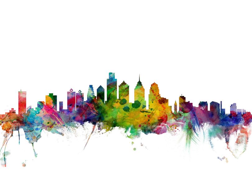Philadelphia Watercolour Skyline