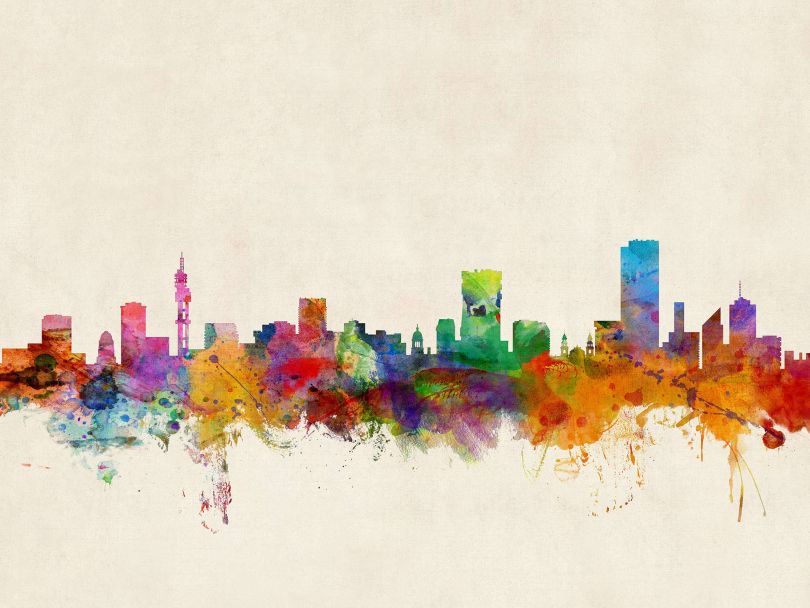 Pretoria South Africa Watercolour Skyline