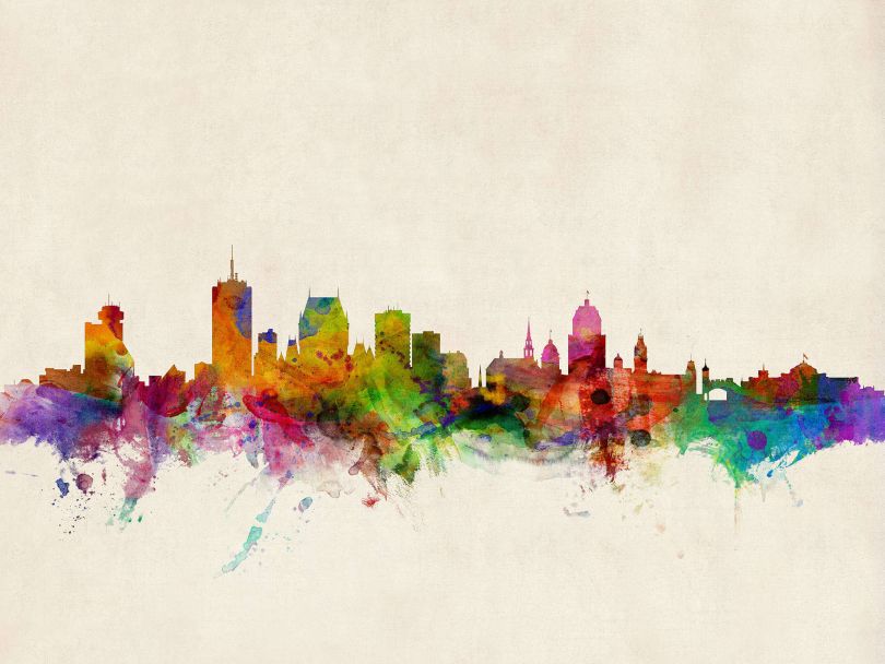 Quebec Canada Watercolour Skyline