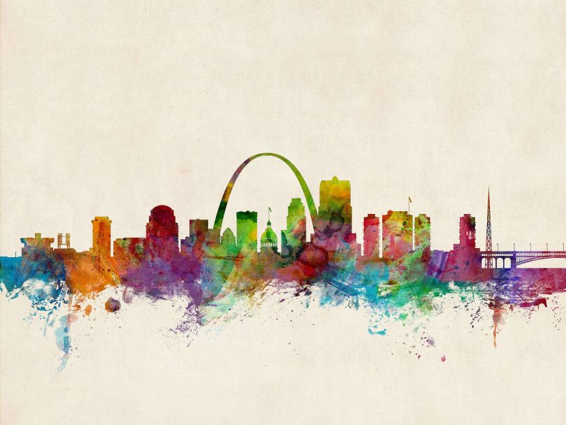 St Louis Missouri Watercolour Skyline