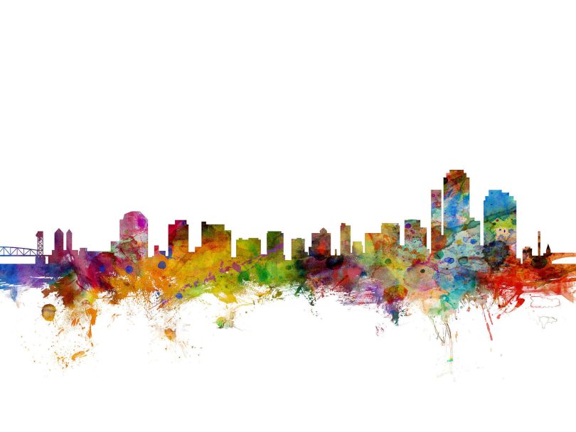 Wilmington Delaware Watercolour Skyline