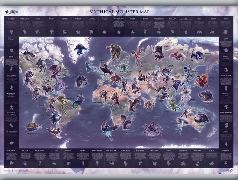 Medium Mythical Monster World Map (Hanging bars)