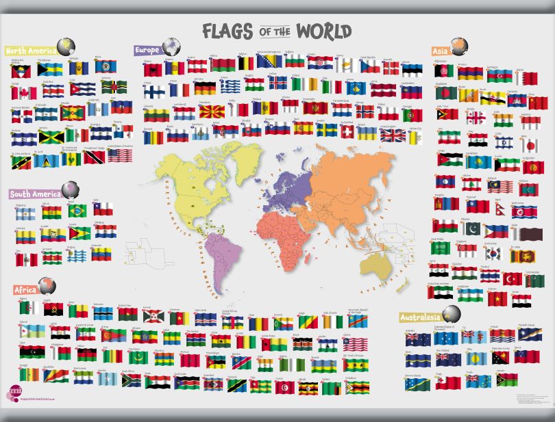 Primary Flags of the World poster (Hanging bars)