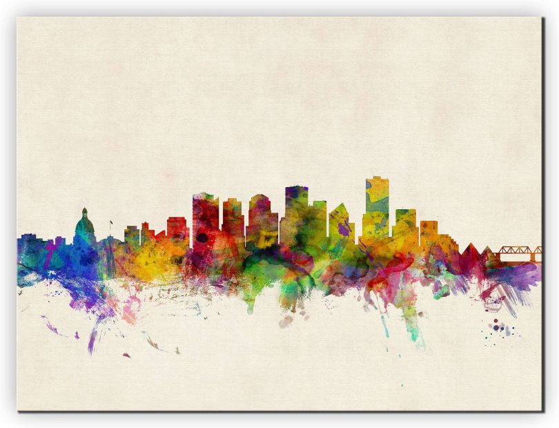 Extra Small Edmonton Canada Watercolour Skyline (Canvas)